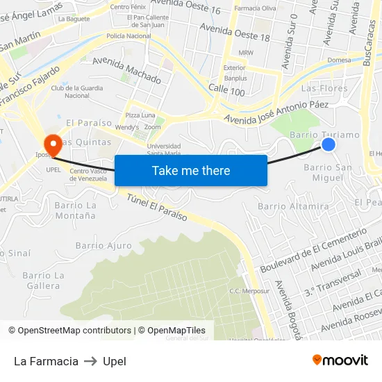 La Farmacia to Upel map