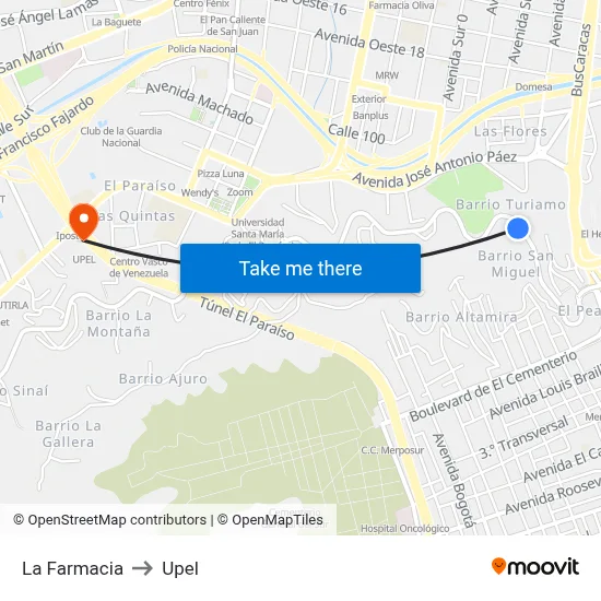 La Farmacia to Upel map