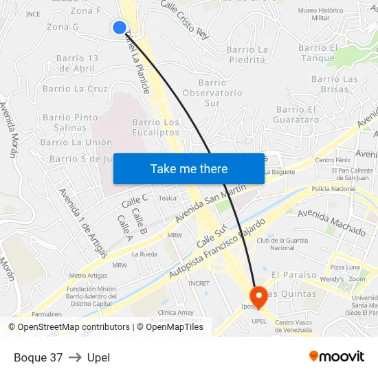 Boque 37 to Upel map