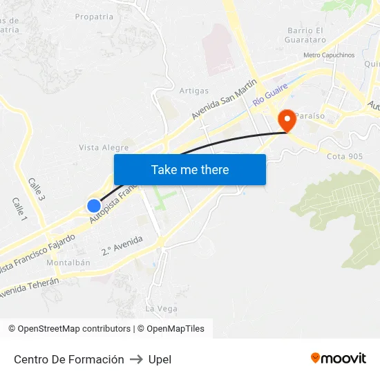 Centro De Formación to Upel map