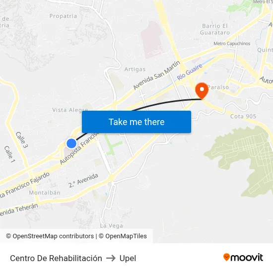 Centro De Rehabilitación to Upel map