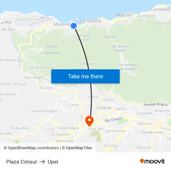 Plaza Cónsul to Upel map