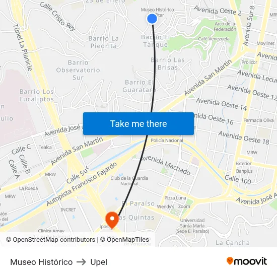 Museo Histórico to Upel map