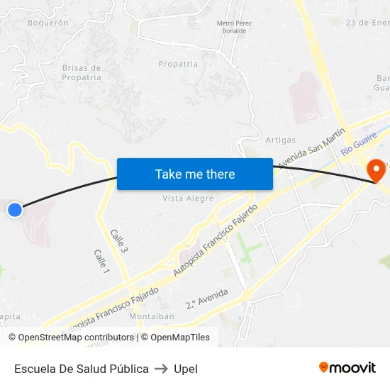 Escuela De Salud Pública to Upel map