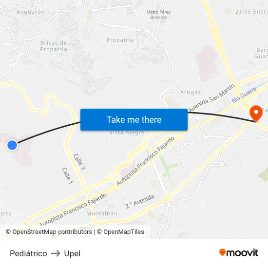 Pediátrico to Upel map