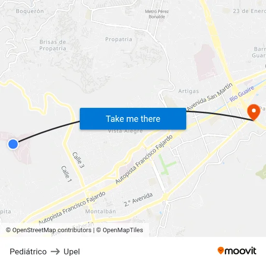 Pediátrico to Upel map
