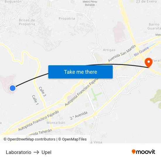 Laboratorio to Upel map