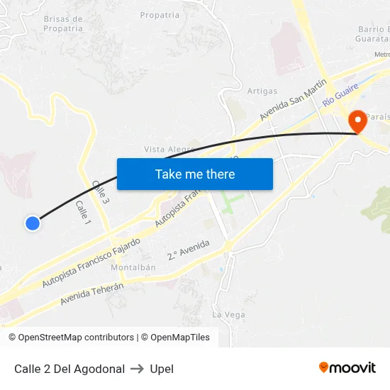 Calle 2 Del Agodonal to Upel map