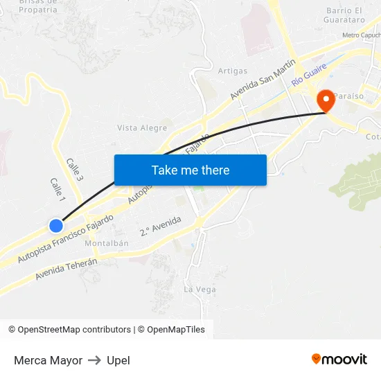 Merca Mayor to Upel map
