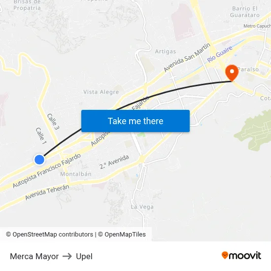 Merca Mayor to Upel map