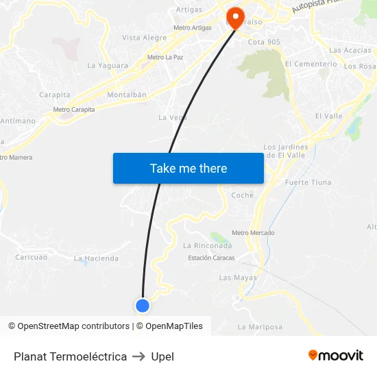 Planat Termoeléctrica to Upel map