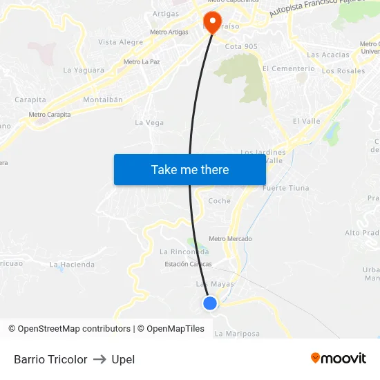 Barrio Tricolor to Upel map
