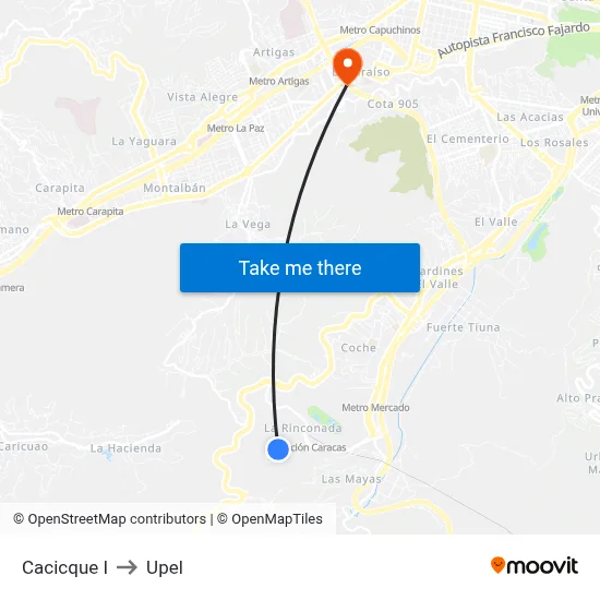 Cacicque I to Upel map