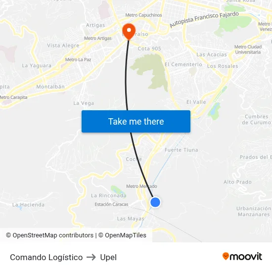 Comando Logístico to Upel map