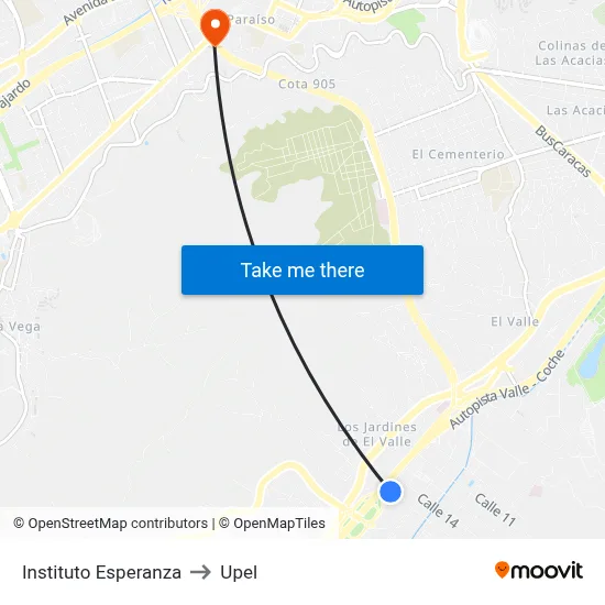Instituto Esperanza to Upel map