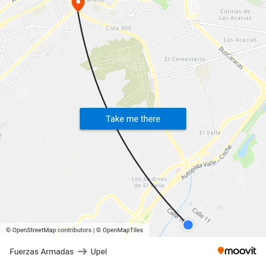 Fuerzas Armadas to Upel map
