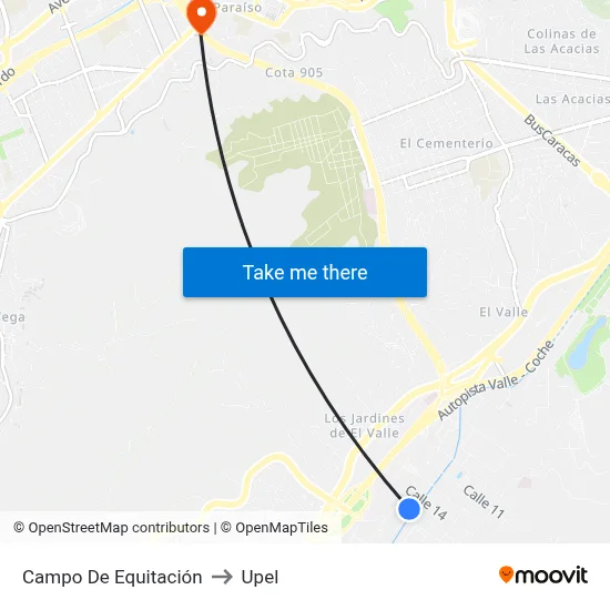 Campo De Equitación to Upel map
