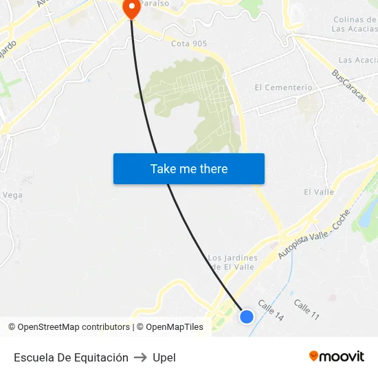 Escuela De Equitación to Upel map