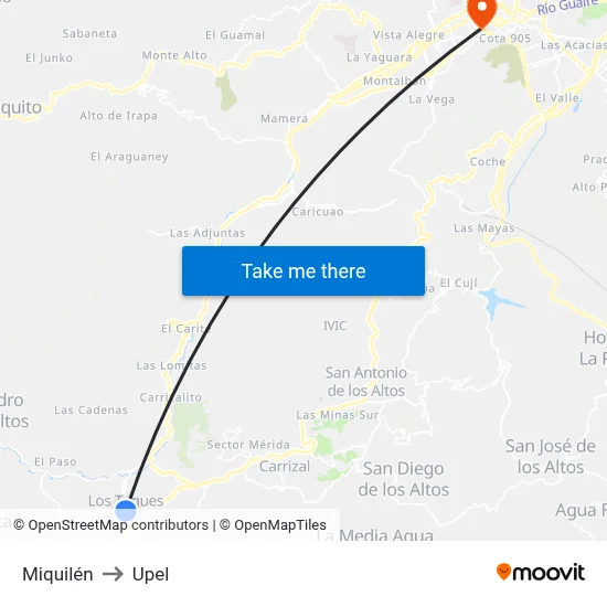 Miquilén to Upel map