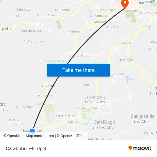 Carabobo to Upel map