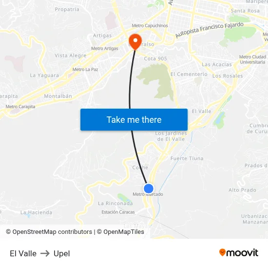 El Valle to Upel map