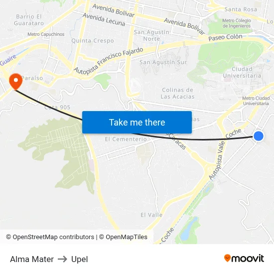 Alma Mater to Upel map