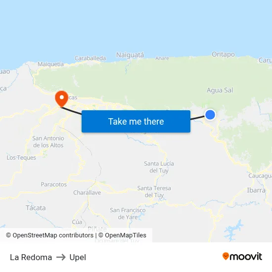 La Redoma to Upel map