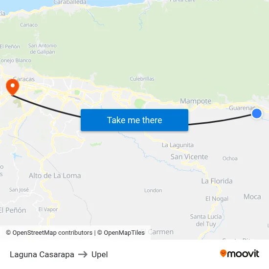 Laguna Casarapa to Upel map