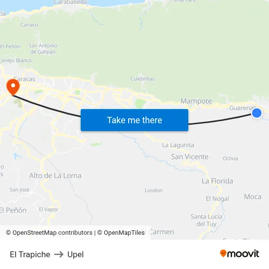 El Trapiche to Upel map