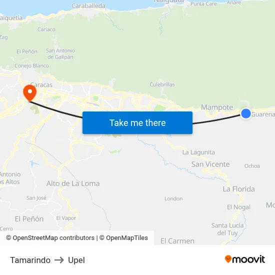 Tamarindo to Upel map