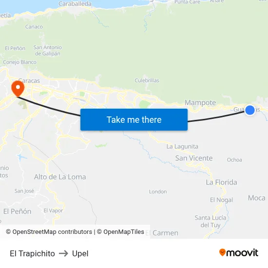El Trapichito to Upel map
