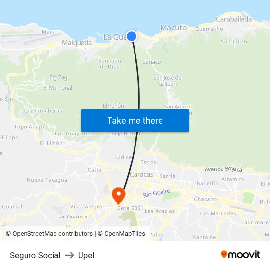 Seguro Social to Upel map