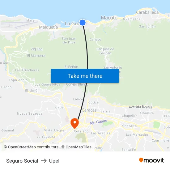 Seguro Social to Upel map