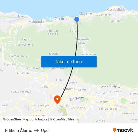 Edificio Álamo to Upel map