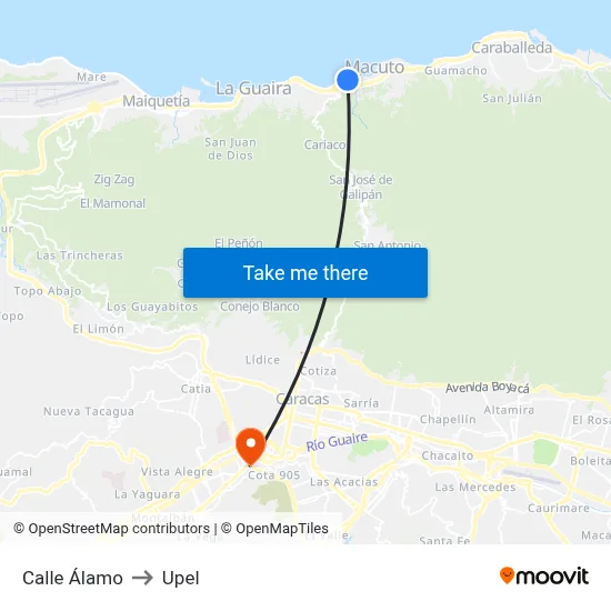 Calle Álamo to Upel map
