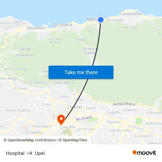 Hospital to Upel map