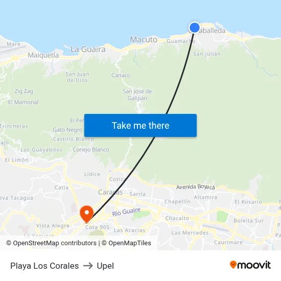 Playa Los Corales to Upel map
