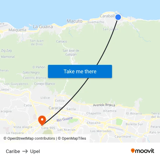 Caribe to Upel map