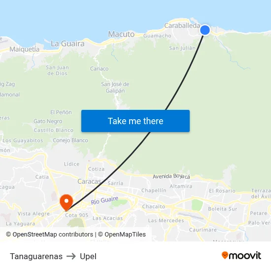 Tanaguarenas to Upel map