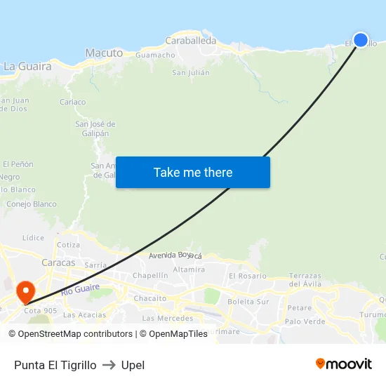 Punta El Tigrillo to Upel map