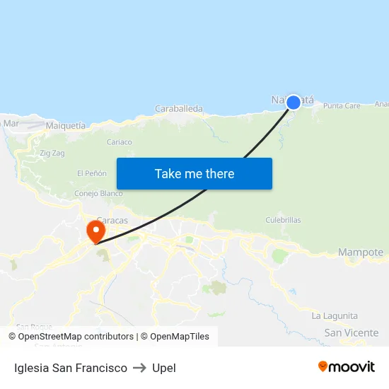 Iglesia San Francisco to Upel map