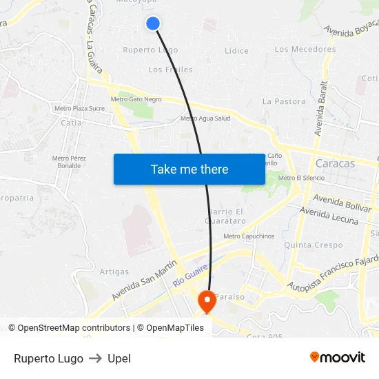 Ruperto Lugo to Upel map