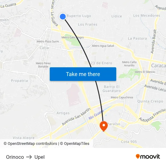 Orinoco to Upel map