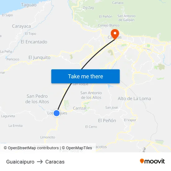 Guaicaipuro to Caracas map