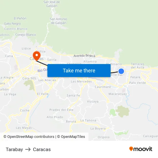 Tarabay to Caracas map