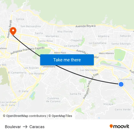 Boulevar to Caracas map