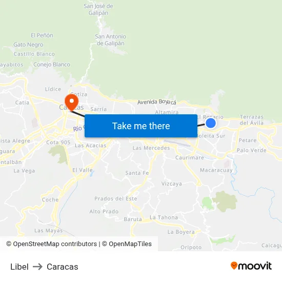 Libel to Caracas map