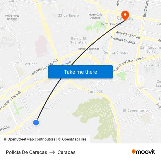 Policía De Caracas to Caracas map