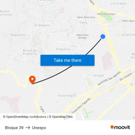 Bloque 39 to Unexpo map