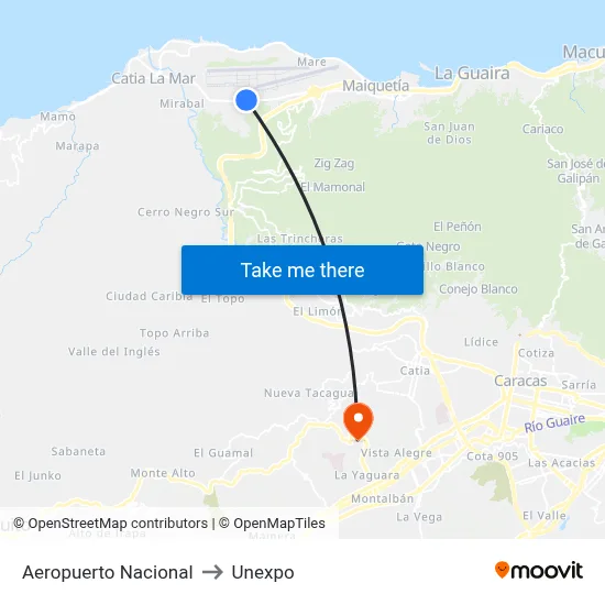 Aeropuerto Nacional to Unexpo map